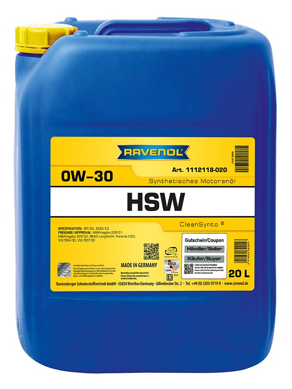 RAVENOL HSW 0W-30 CleanSynto® 20L 